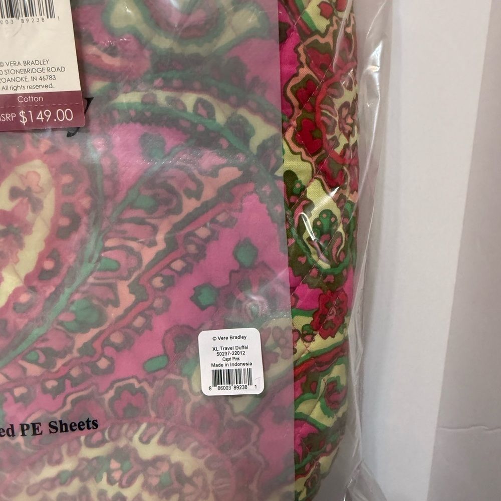 Vera Bradley XL Travel Duffel Bag in Capri Pink NWT - Picture 6 of 7